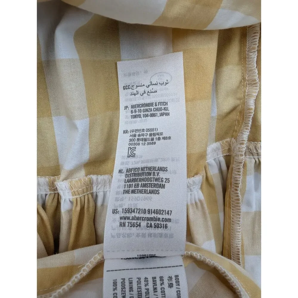 Abercrombie & Fitch Smocked Maxi Dress Women XS Petite Gingham Tiered Minimalist